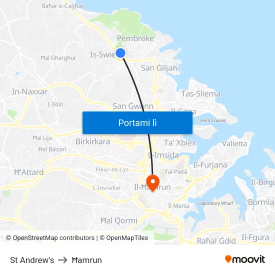 St Andrew's to Ħamrun map