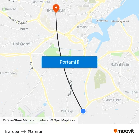 Ewropa to Ħamrun map