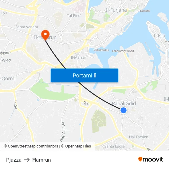 Pjazza to Ħamrun map