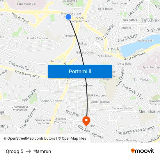 Qroqq 5 to Ħamrun map