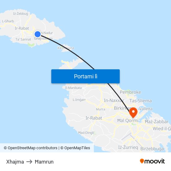 Xhajma to Ħamrun map