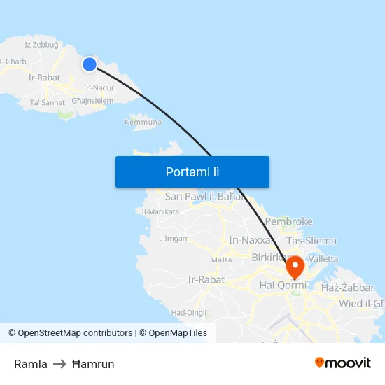 Ramla to Ħamrun map
