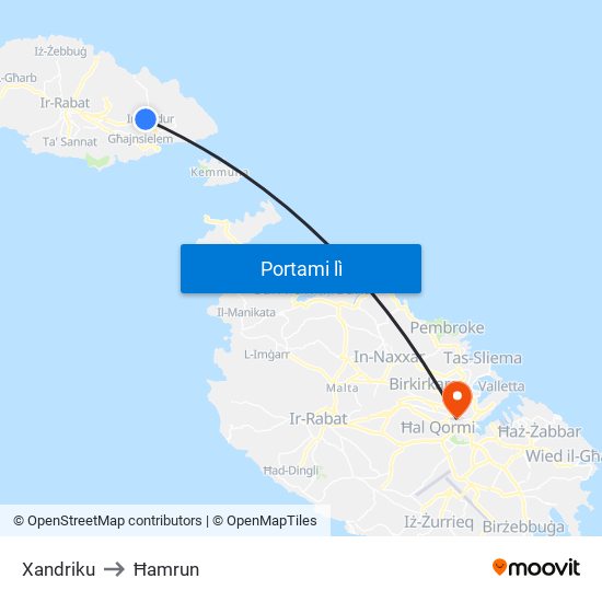 Xandriku to Ħamrun map