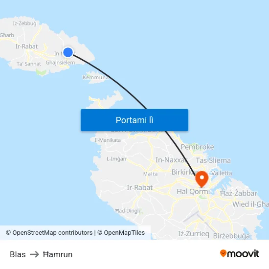 Blas to Ħamrun map