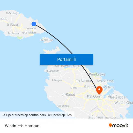 Wistin to Ħamrun map