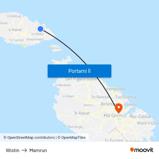 Wistin to Ħamrun map