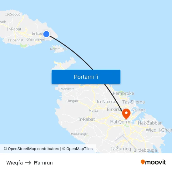 Wieqfa to Ħamrun map
