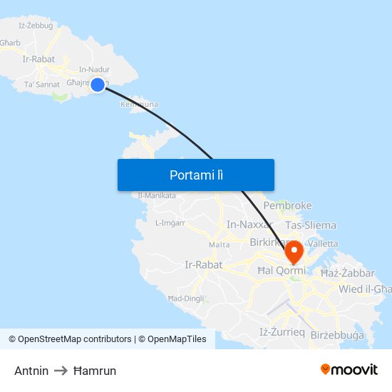 Antnin to Ħamrun map