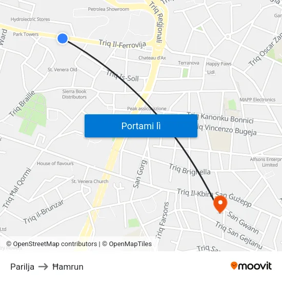 Parilja to Ħamrun map