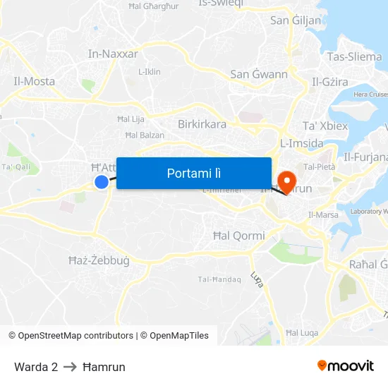 Warda 2 to Ħamrun map