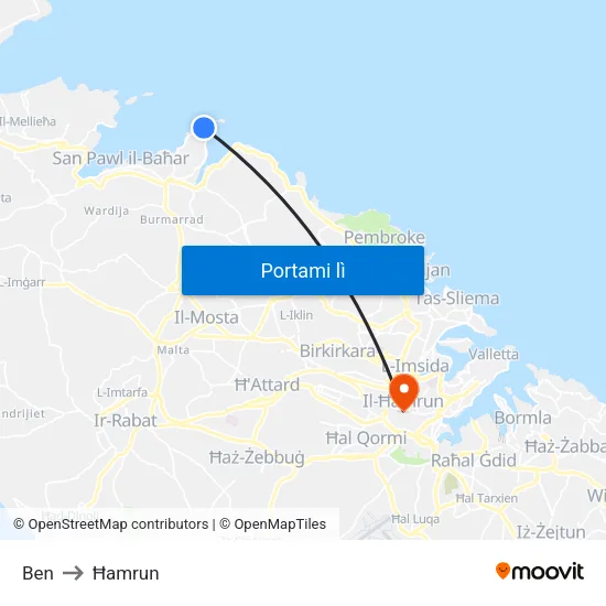 Ben to Ħamrun map