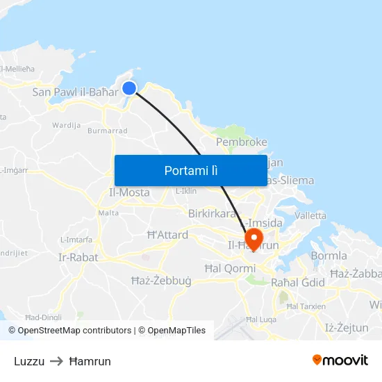 Luzzu to Ħamrun map