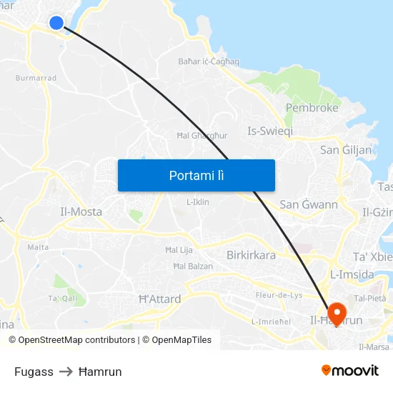 Fugass to Ħamrun map