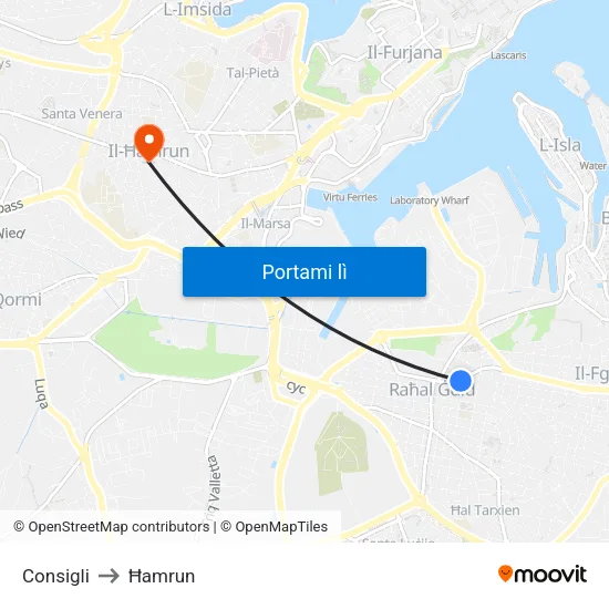 Consigli to Ħamrun map