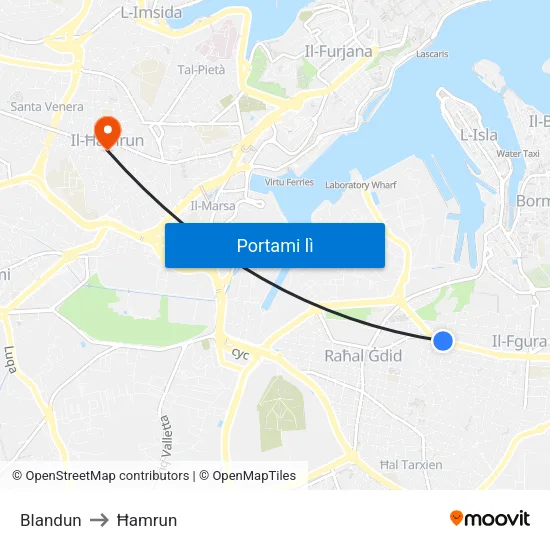 Blandun to Ħamrun map