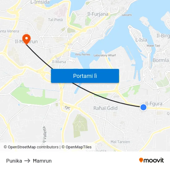 Punika to Ħamrun map