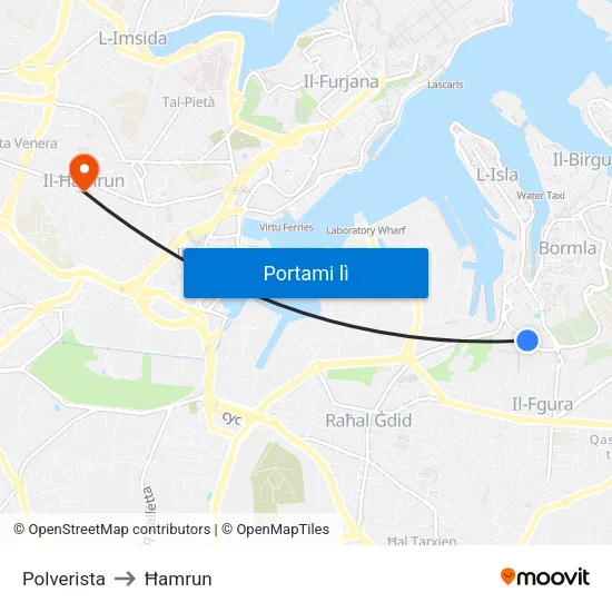 Polverista to Ħamrun map