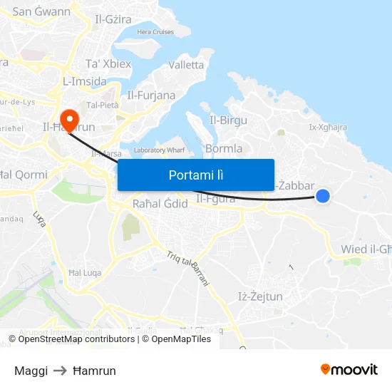 Maggi to Ħamrun map