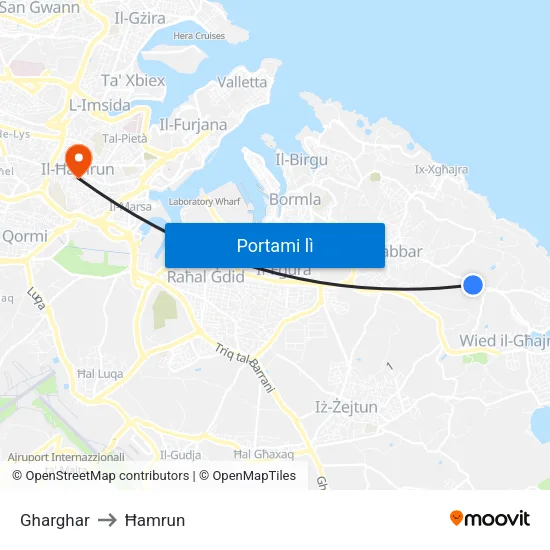 Gharghar to Ħamrun map