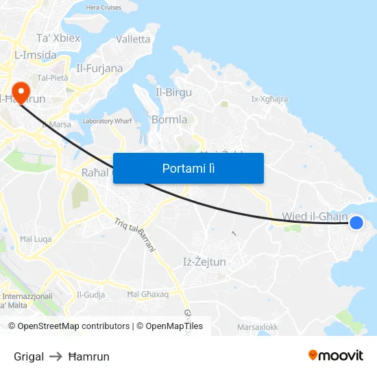 Grigal to Ħamrun map
