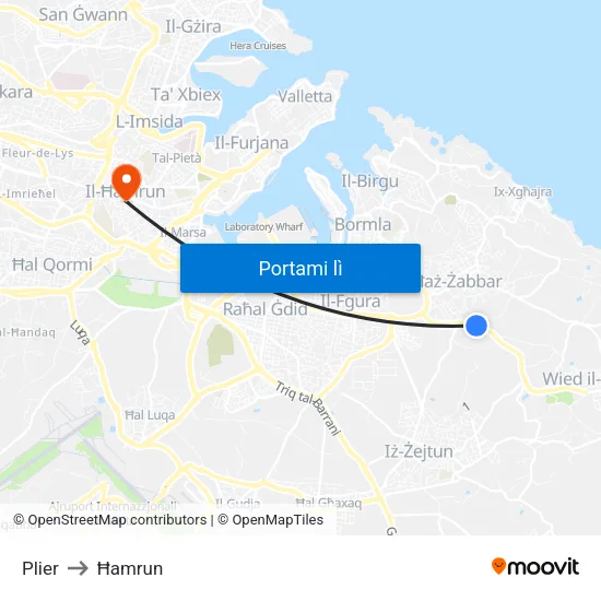 Plier to Ħamrun map