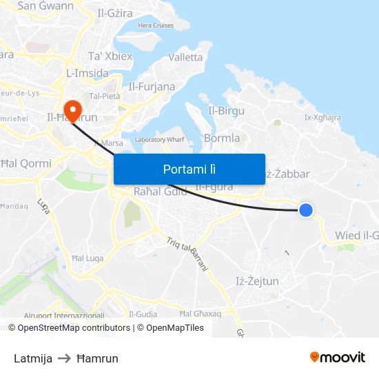 Latmija to Ħamrun map