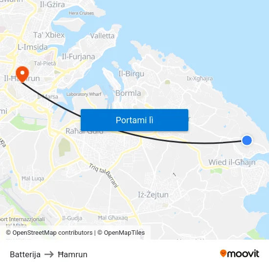 Batterija to Ħamrun map