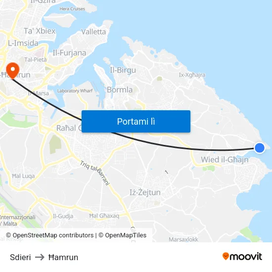 Sdieri to Ħamrun map