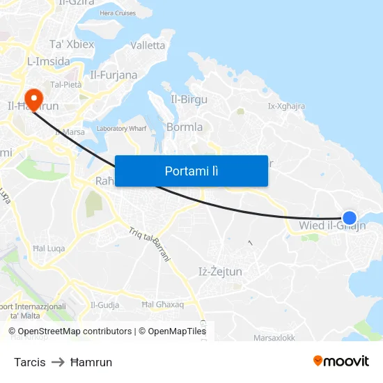 Tarcis to Ħamrun map