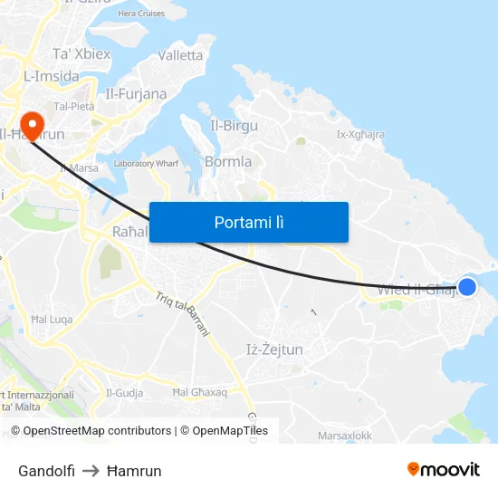 Gandolfi to Ħamrun map