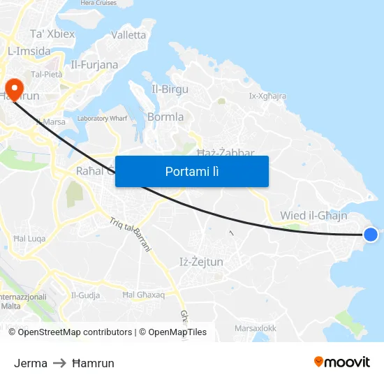 Jerma to Ħamrun map