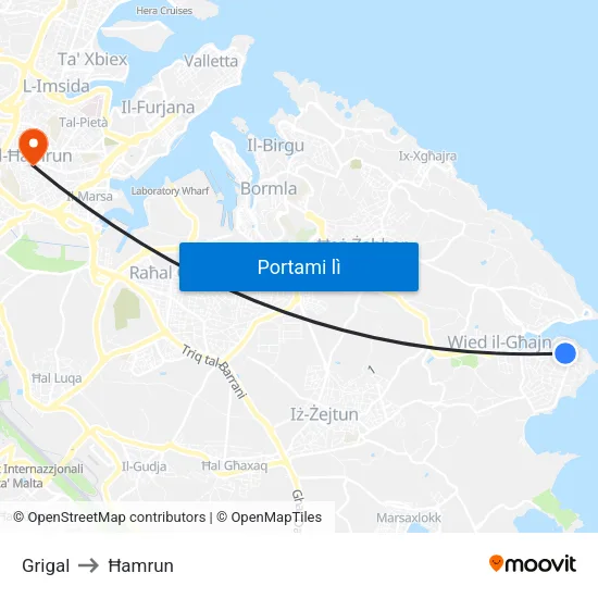 Grigal to Ħamrun map