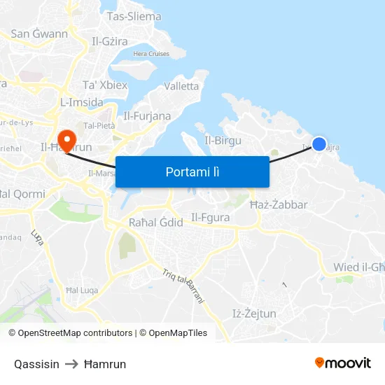 Qassisin to Ħamrun map