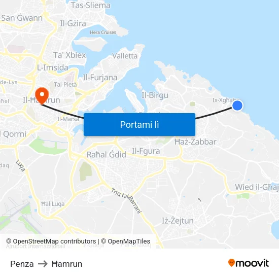 Penza to Ħamrun map