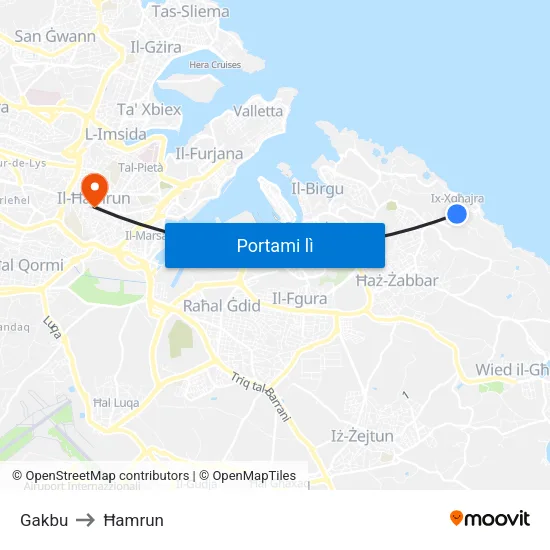 Gakbu to Ħamrun map