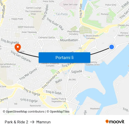 Park & Ride 2 to Ħamrun map