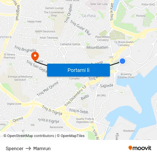 Spencer to Ħamrun map