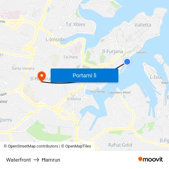Waterfront to Ħamrun map