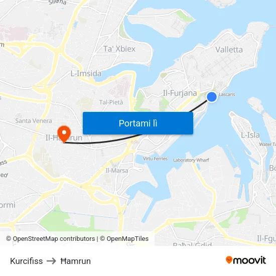 Kurcifiss to Ħamrun map