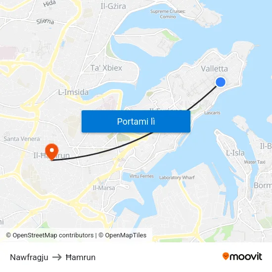 Nawfragju to Ħamrun map