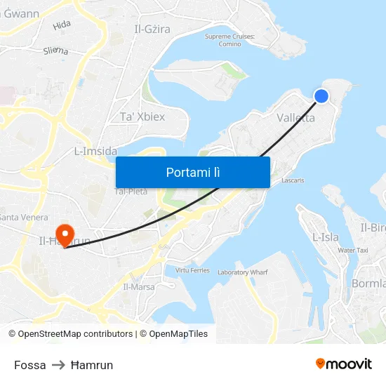 Fossa to Ħamrun map