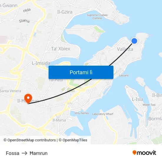 Fossa to Ħamrun map
