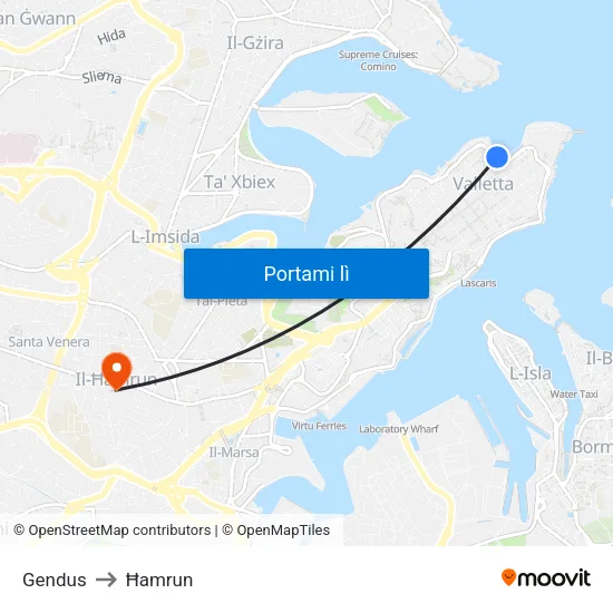 Gendus to Ħamrun map