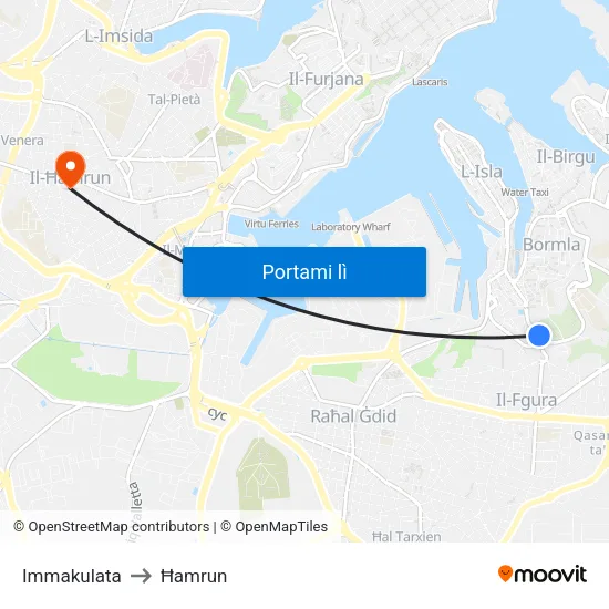 Immakulata to Ħamrun map