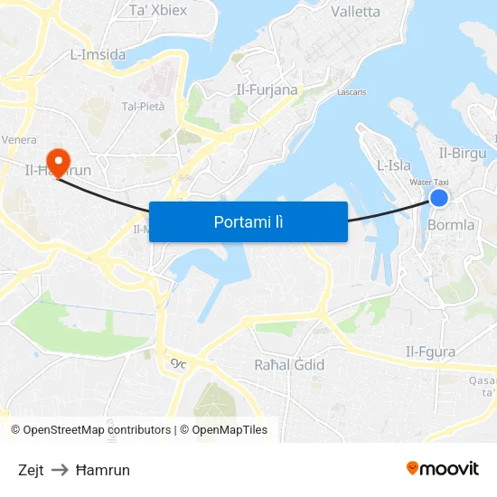 Zejt to Ħamrun map