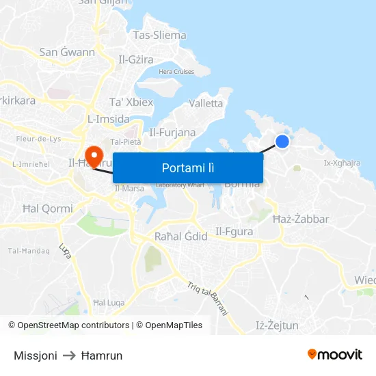 Missjoni to Ħamrun map