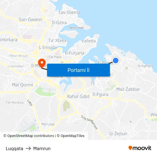 Luqqata to Ħamrun map