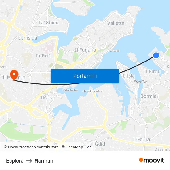 Esplora to Ħamrun map