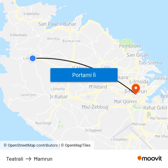 Teatrali to Ħamrun map
