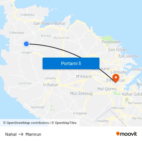 Nahal to Ħamrun map